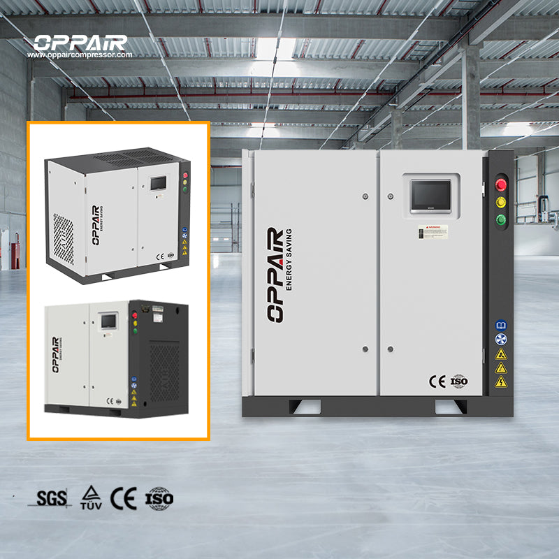 OPPAIR Industrial Rotary Screw Air Compressor 7.5kw~250kw Fixed Speed &amp; PM VSD 7bar 8bar 10bar 12bar CE ISO Certified