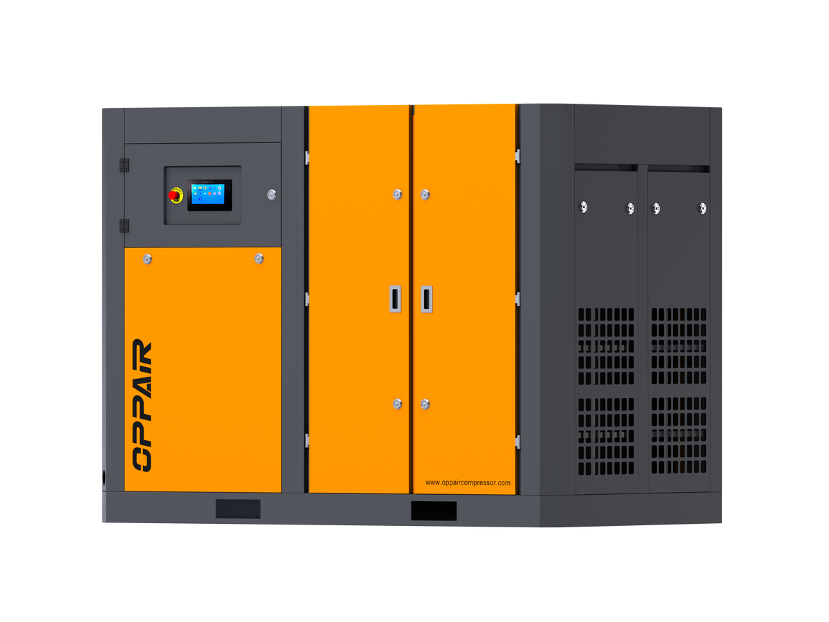 ضاغط هواء لولبي ثنائي في واحد من OPPAIR بقدرة 4kW و5.5kW و7.5kW و7-10bar بعجلات صامتة