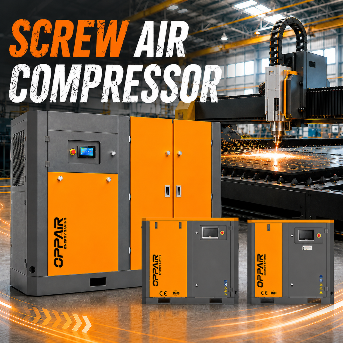OPP-75PV 55kw 75hp 7.6-10.0m3/min 7/8/10/12bar PM VSD High Efficiency Screw Air Compressor Low Power Consumption