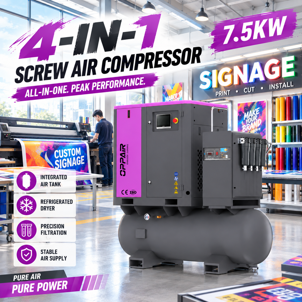 High Efficient Magnet Frequency Conversion Four-in-one Screw Air Compressor 7.5kw for Printing Industry