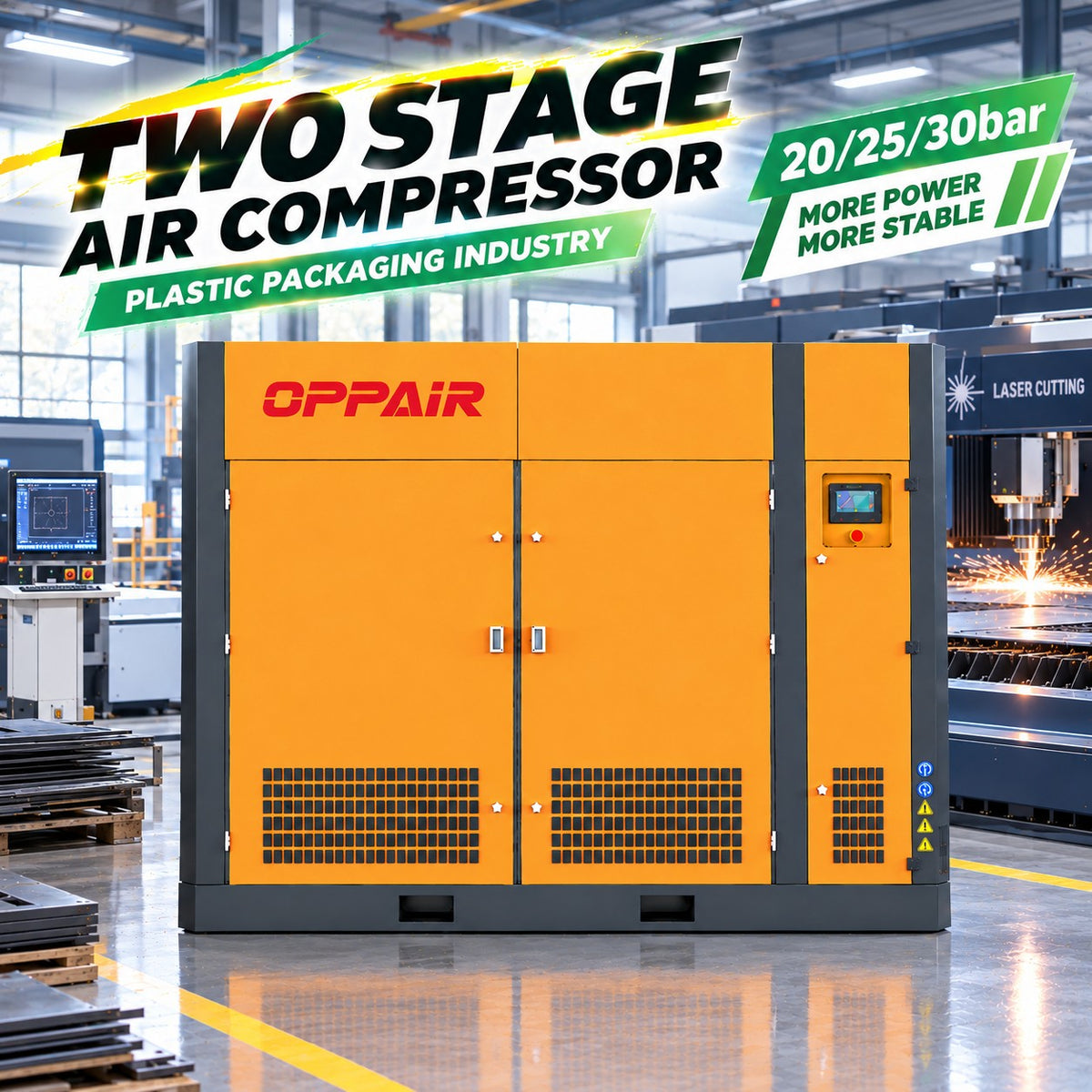 High power 250kw 20bar Two Stage Screw Air Compressor for Blow Molding