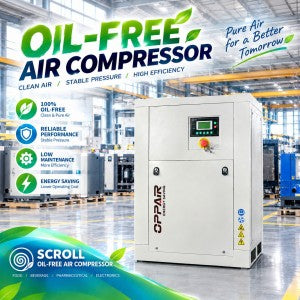 More Reliable Oil Free Scroll Belt Air Compressor 38.5kw 44kw 55kw Fixed Speed Compressor 8bar 10bar Industry Supply