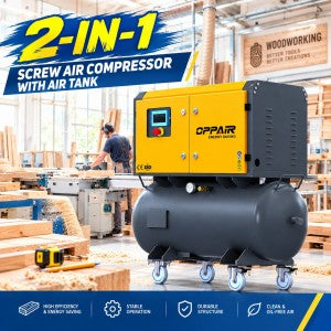 Permanent magnet integrated 4kw 5.5kw 7.5kw PM VSD screw air compressor with 220L air tank