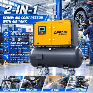 2-in-1 compressor 3.7kw 5hp Powerful Engine Screw Air Compressor with wheels