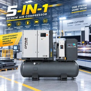 High Efficient Screw Air Compressors With Air Dryer Air tank 5-clase Precision filter Modular adsorption dryer for Laser Cutting Machiner